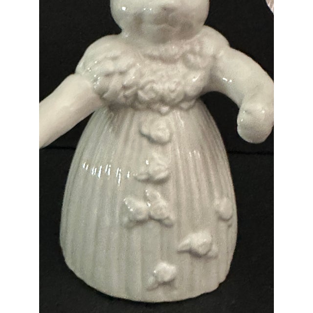 2000 - 2009 Vintage 2003 White Porcelain Cat/Kitten Ballerina Shaped Bell For Sale - Image 5 of 8