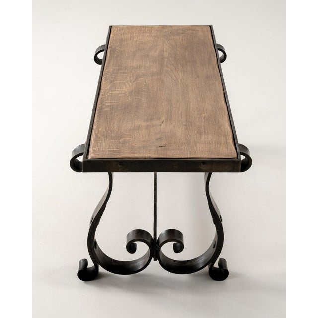 1940s Wrought Iron Coffee Table With Wood Top For Sale - Image 4 of 14