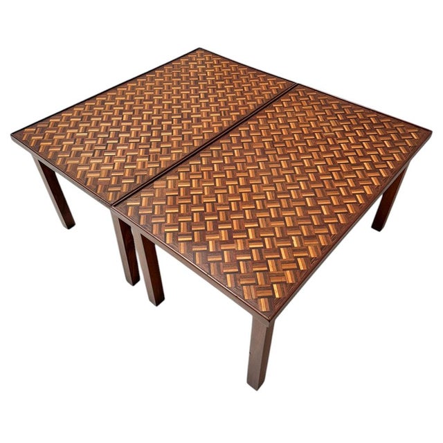 Mid-Century Modern Side Tables with Mosaic Inlaid Tops, 1960s, Set of 2 For Sale - Image 4 of 11