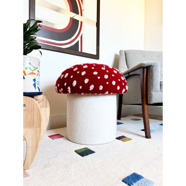 Red Mushroom Ottoman in Wool Fly Agaric For Sale - Image 8 of 17