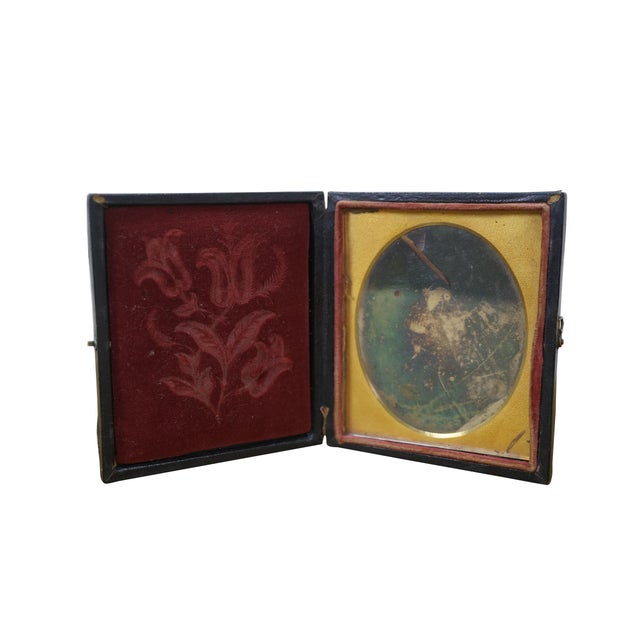 Victorian Antique 19th Century Daguerreotype Leather Picture Photo Frame 3.75" For Sale - Image 3 of 13