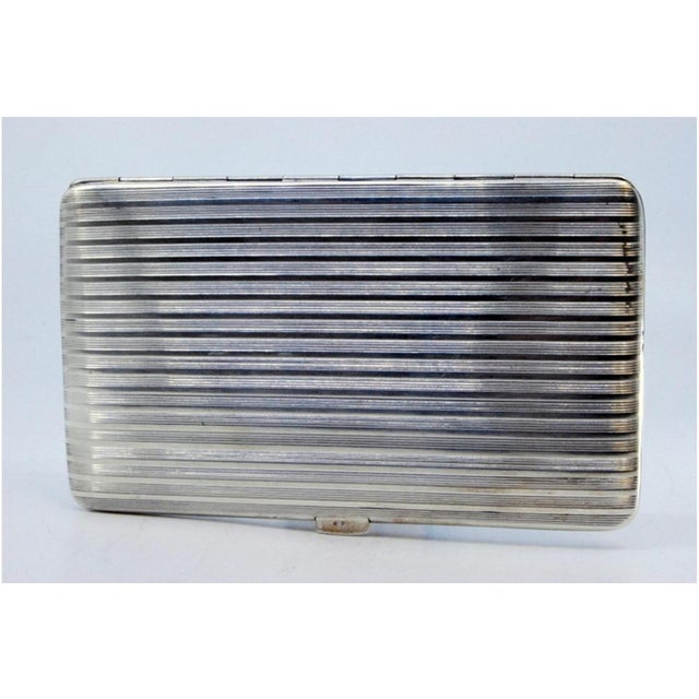 Silver Cigarette Case with Fluted Bands and Hinged Lid For Sale - Image 5 of 9