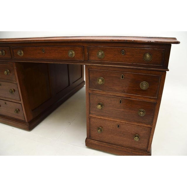 Antique Victorian Leather Top Partners Desk, 1840s For Sale - Image 9 of 11