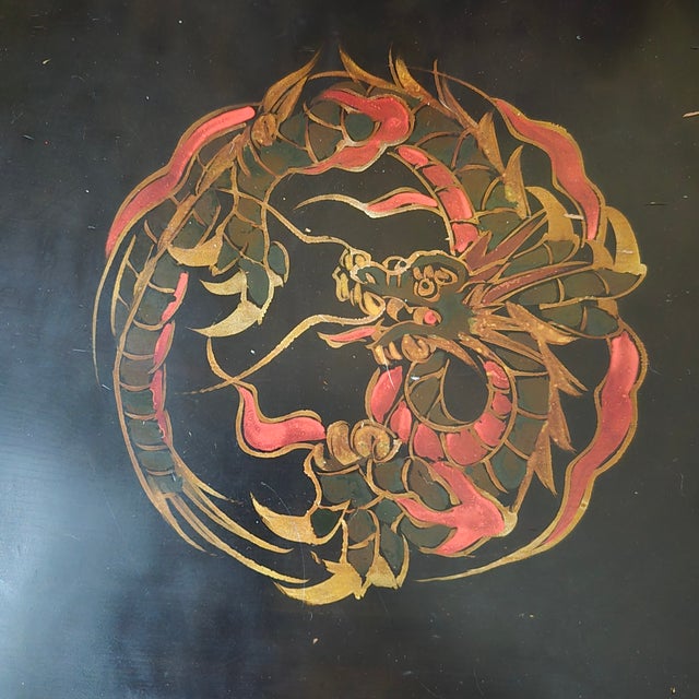 Red Early 20th Century Japanese Red Lacquer Kamakura-Bori Writing Desk and Chair Set Beautiful Floral Motif For Sale - Image 8 of 18