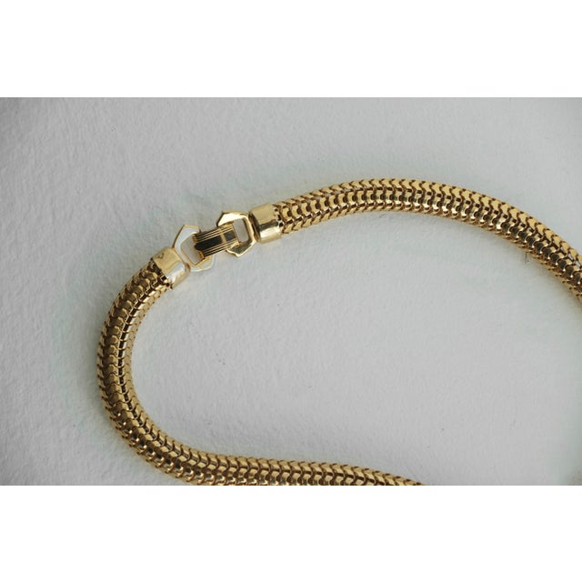 Mid-Century Modern Vintage 1970s Snake Chain Tassel Choker Necklace, Gold-Tone Choker For Sale - Image 3 of 13