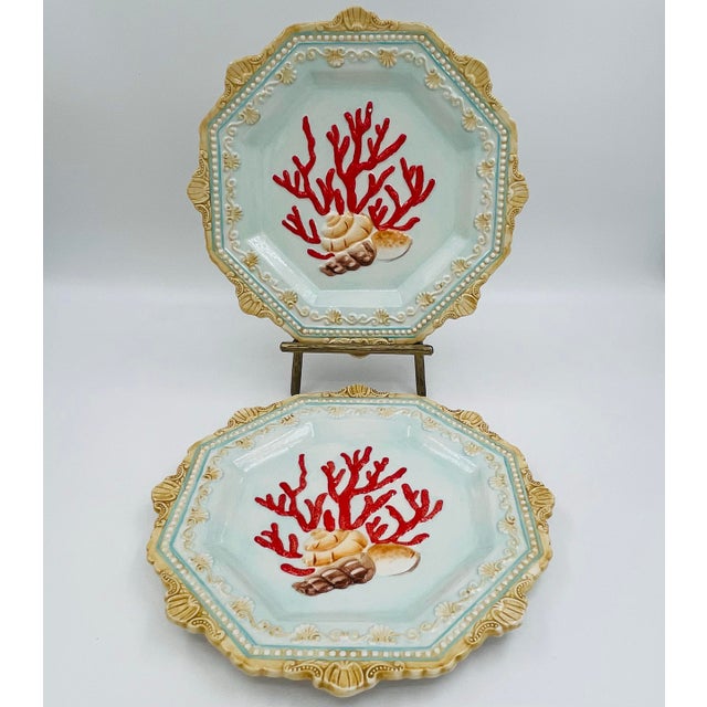 Baroque Vintage Zrike Baroque Coastal Shell and Coral Plates by Lisa Levy – Set of 2 For Sale - Image 3 of 13