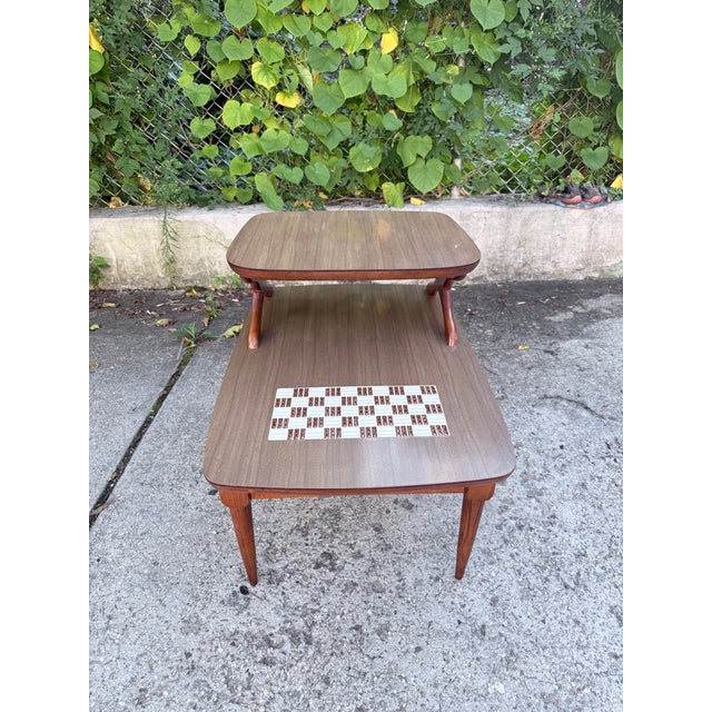 Mid-Century Modern Mid-Century Tiled Checkerboard Danish-Style Side Table by Reiss Furniture For Sale - Image 3 of 13