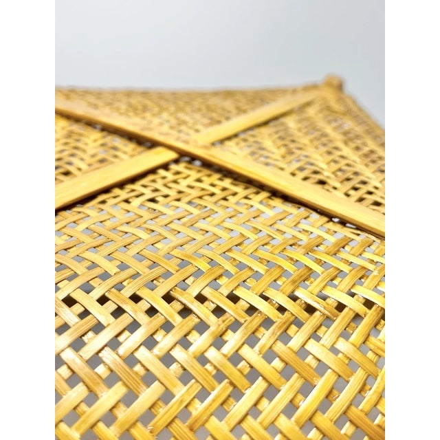 Vintage American Handmade Woven Rattan Wicker Gathering Handled Basket For Sale - Image 11 of 11