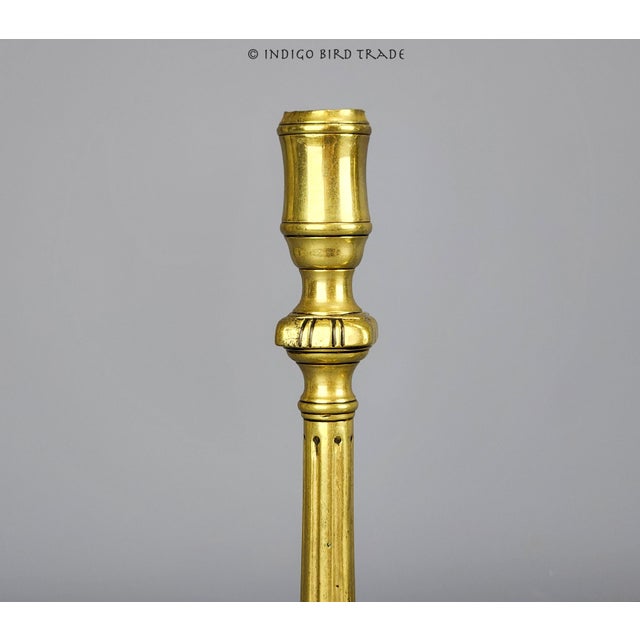 Pair of Antique French Bronze Candlestick Holders Neoclassical Column Design For Sale - Image 4 of 7