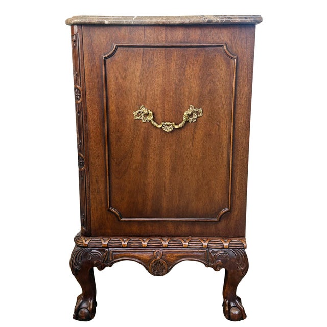 1980s Henredon Louis XV Style Serpentine Mahogany Commode With Marble Top & Ball and Claw Feet For Sale - Image 9 of 18