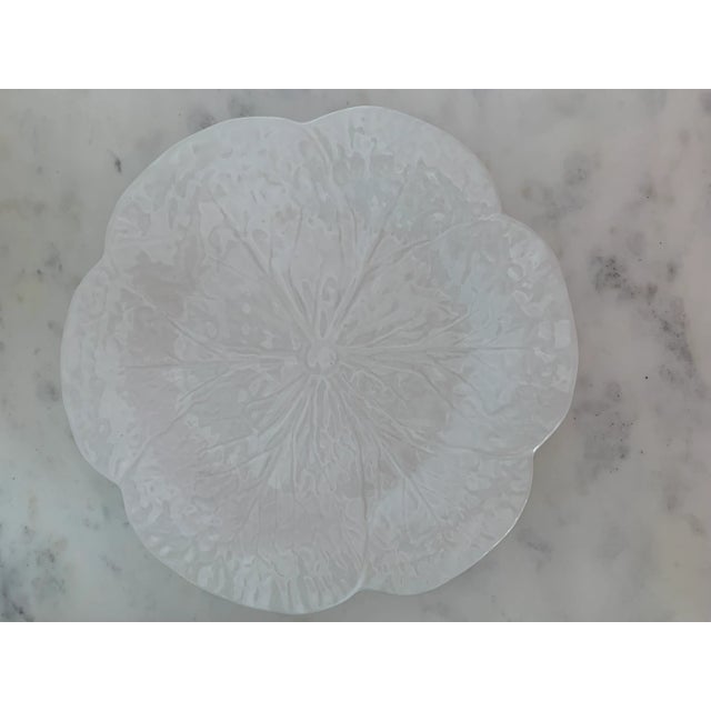 Mid-Century Modern 1980s Bordallo Pinheiro C. Rainha White Ceramic Cabbage Leaf Bowls- Set of 4 For Sale - Image 3 of 8