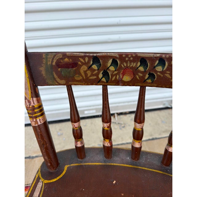Antique Paint Decorated Pennsylvania Kitchen Windsor Side Chair For Sale - Image 9 of 17