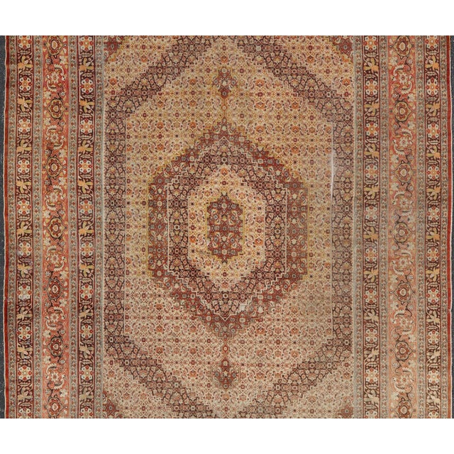 Antique Haji Jalili Tabriz Rug With Ivory Field and Fine Medallion Design 12'8 X 17'7 For Sale - Image 4 of 16
