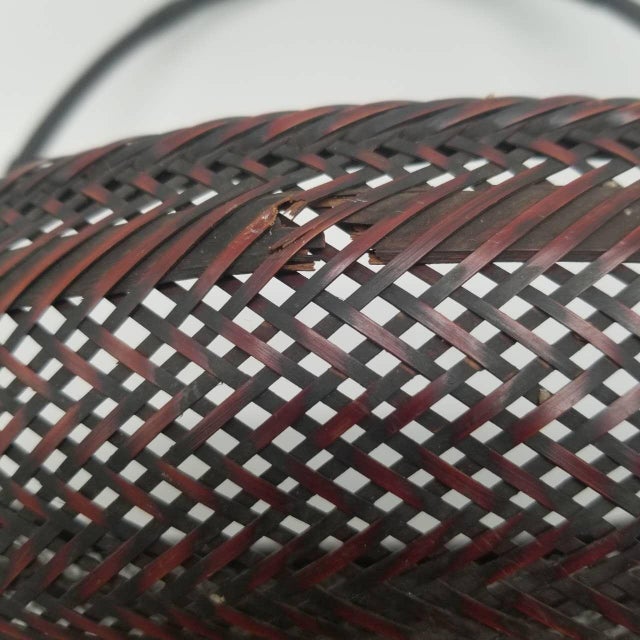 Copper Japanese Antique Bamboo Handled Basket With Copper Insert for Ikebana For Sale - Image 8 of 18