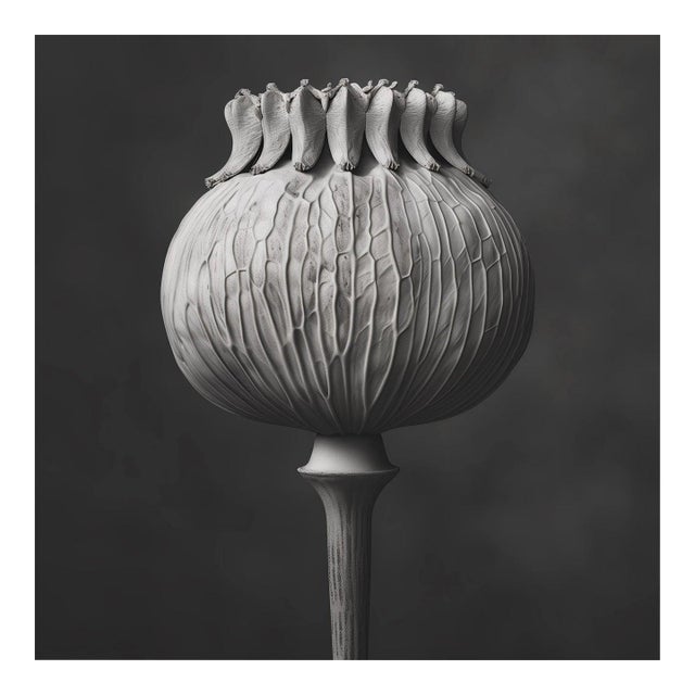 Poppy Pod Head No. 4 - Black and White Botanical Floral Photograph Print | Karl Blossfeldt | Unframed For Sale
