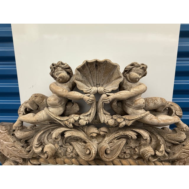 Neapolitan Baroque Carved Wood Mirror With Putti and Shell Crest C. 1680-1720 For Sale In Providence - Image 6 of 16