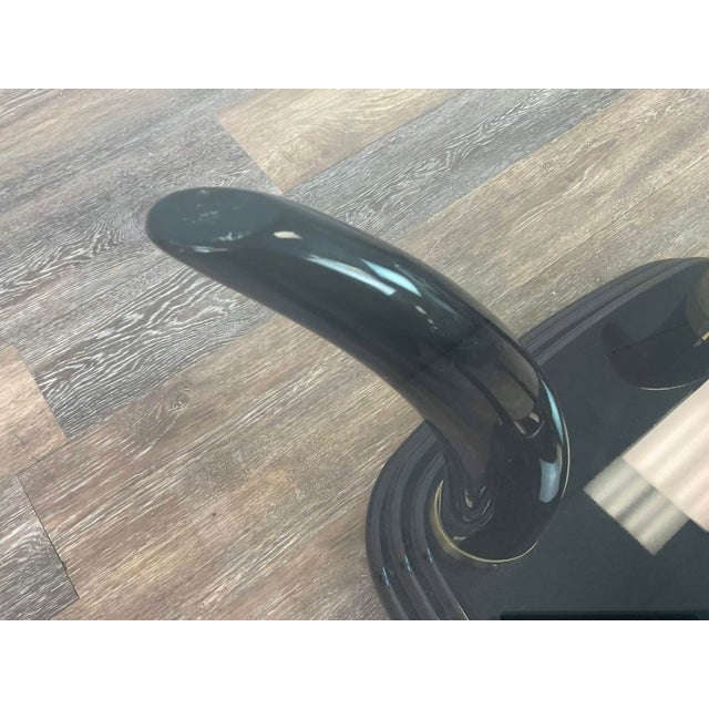 Wood Henredon Faux Elephant Tusk Glass Top Coffee Table For Sale - Image 7 of 11