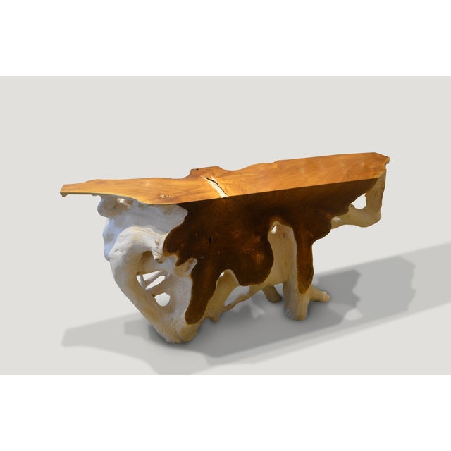 Contemporary Andrianna Shamaris Two-Toned Organic Teak Wood Console For Sale - Image 3 of 6