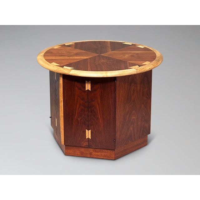 Lane Furniture Restored Lane Acclaim Drum Table Round Hexagon Side End Table Storage Cabinet For Sale - Image 4 of 14