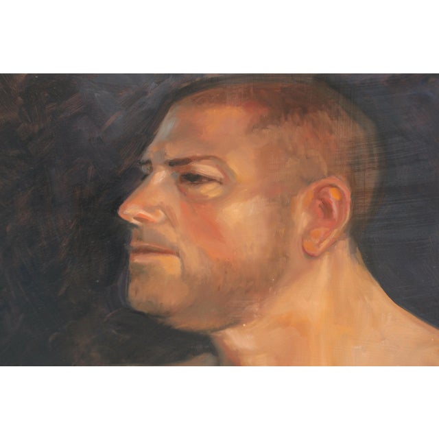 Mid-Century Portrait oil on board of a masculine male. Artist Kathi Colman, California WE COMBINED SHIPPING If you...