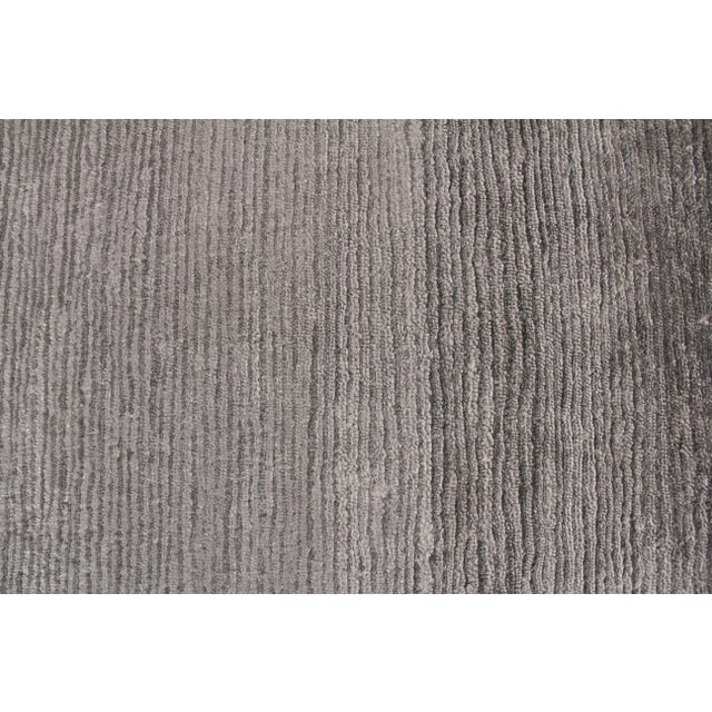 Transitional Exquisite Rugs, Maxwell, Hand knotted, Bamboo/Silk, Silver/Dark Silver (8'x10') Area Rug For Sale - Image 3 of 6