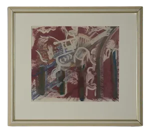 Komposition, 1981, Color Lithograph, Framed