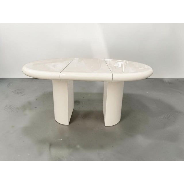 Wood 1970s Karl Springer Style Extending Dining Room Table For Sale - Image 7 of 14