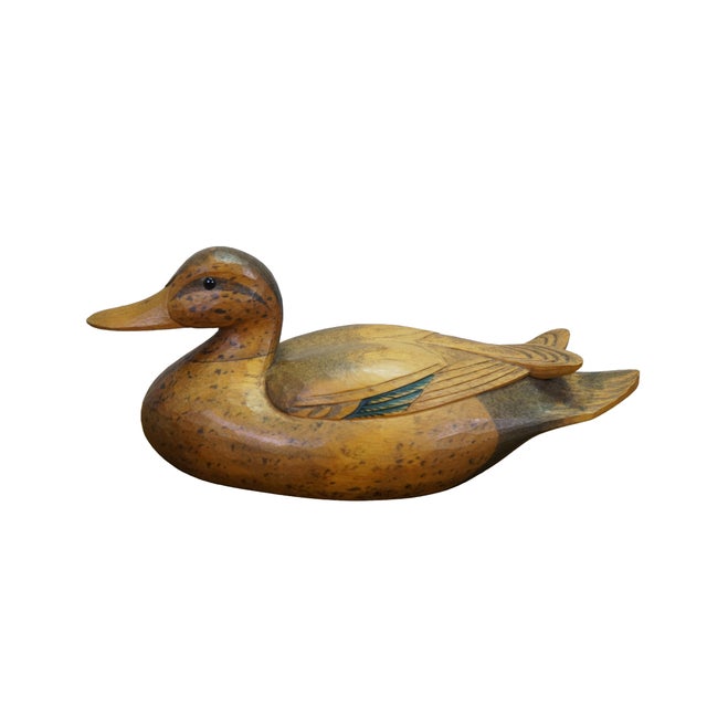 This beautiful matching pair of folk art Mallard duck decoys consists of a drake (male) and a hen (female) facing each...