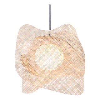 Freeform by Oggetti Handwoven Pendant Light, Blush, Medium For Sale