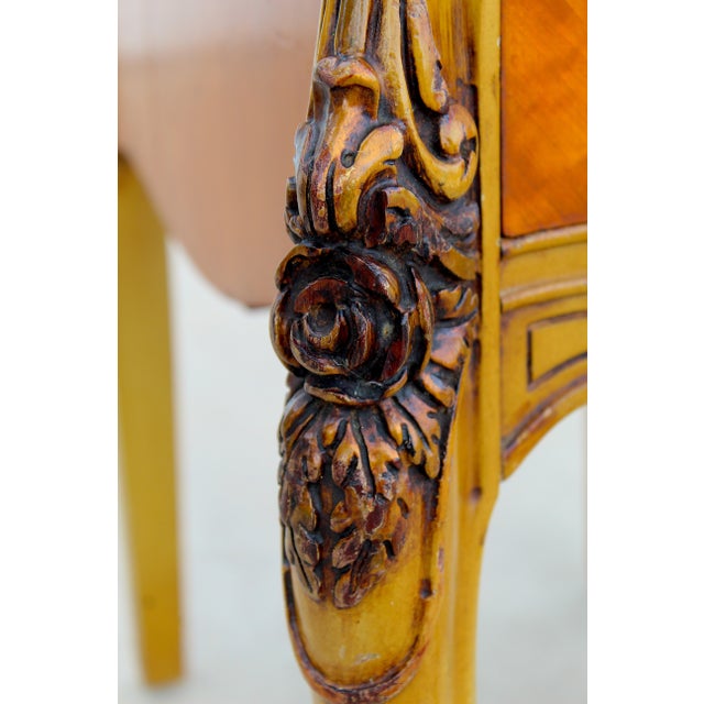 Magnificent Vintage French Provincial Louis XV Rococo Satinwood & Burl Wood Tall Boy Chest For Sale - Image 12 of 16