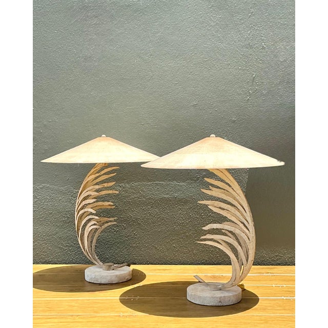 Vintage Michael Taylor Palm Frond Table Lamps - Pair For Sale - Image 13 of 13