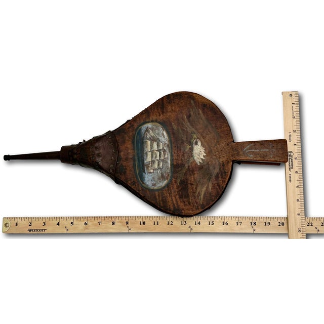 Unusual Antique American Rustic Hand Made & Hand Painted Decorated Shipboard Blacksmith Belllows - Circa Mid 1800s For Sale - Image 17 of 18