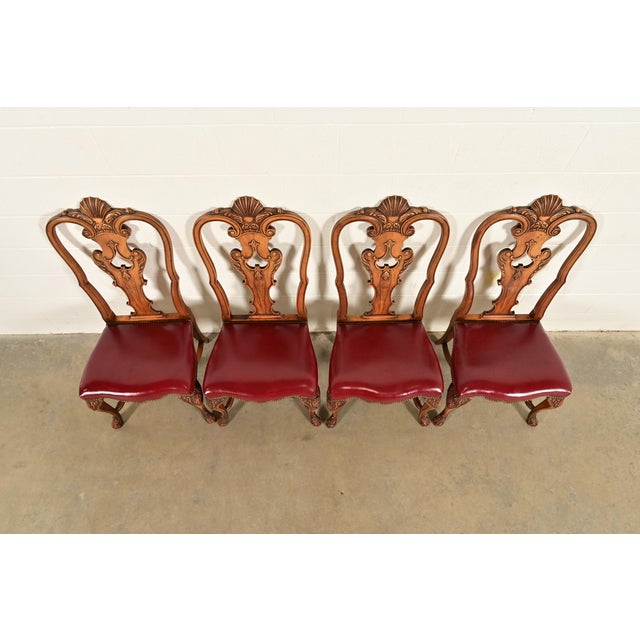1920s Berkey & Gay Antique Georgian Burled Walnut Dining Chairs, Set of Four For Sale - Image 5 of 12