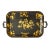 Antique English Chinoiserie Hand Painted Black & Gilt Birds Floral Tole Tray For Sale