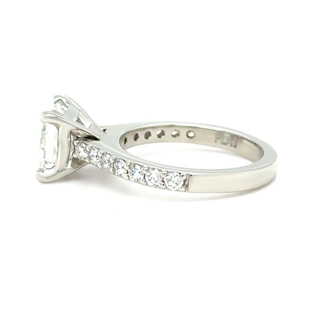2020s Gia Platinum Princess Cut Diamond Engagement Ring 3.02ct 7.9g, Size 6 For Sale - Image 5 of 12