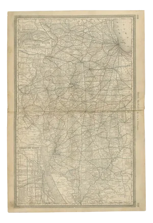 Antique Map of Illinois Railroads and Cities and Counties, 1888