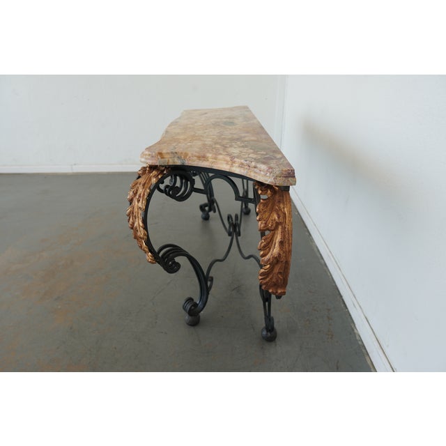 Vintage Iron & Marble Console Table For Sale In Austin - Image 6 of 17