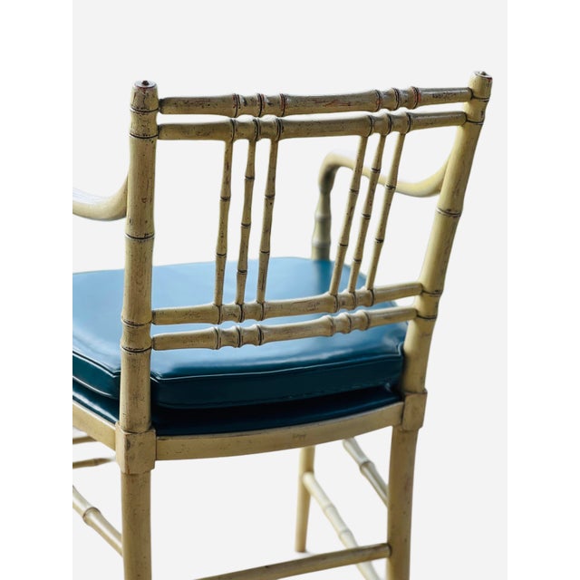 Wood Pair of Vintage Kittinger Faux Bamboo Armchairs For Sale - Image 7 of 17