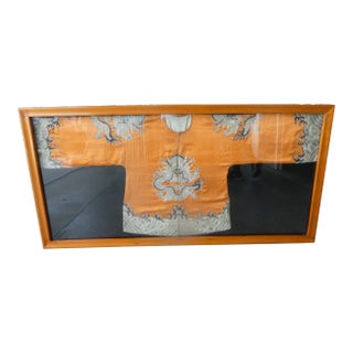 Antique Chinese Robe in Frame With Chinese Antique Seal For Sale