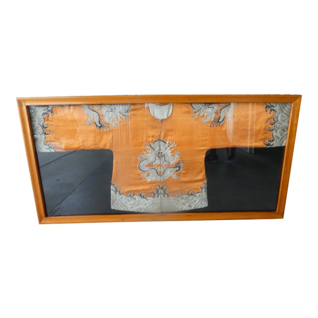 Antique Chinese Robe in Frame With Chinese Antique Seal For Sale