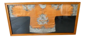 Antique Chinese Robe in Frame With Chinese Antique Seal