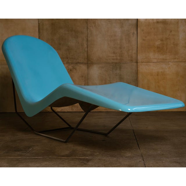 Mid-Century Modern 1960s Fibrella Lounge Chair by Le Barron, Blue, Attributed For Sale - Image 3 of 5