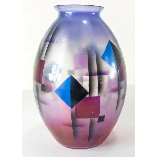 Art Deco 1930's Art Deco Czech Art Glass Vase With Modernist Style For Sale - Image 3 of 10