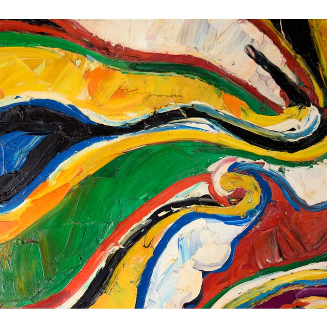 Paint Heavily Textured Abstract Expressionist Composition in Oil on Canvas by Harald Dry Schmidt For Sale - Image 7 of 9