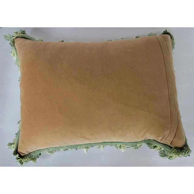 Mid 20th Century Vintage Needlepoint Green Parrot Down Feather Filled Pillow For Sale - Image 5 of 5