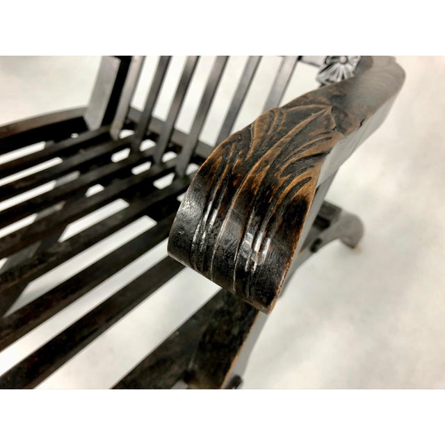 Italian Ebonized Oak Folding Armchair, 1800s For Sale - Image 9 of 15