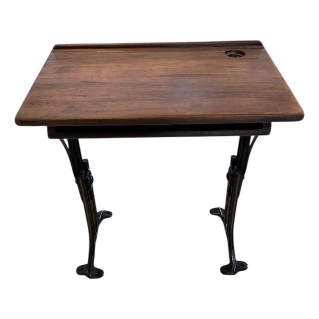 Antique Chandler Child’s School Desk With Cast Iron Base For Sale