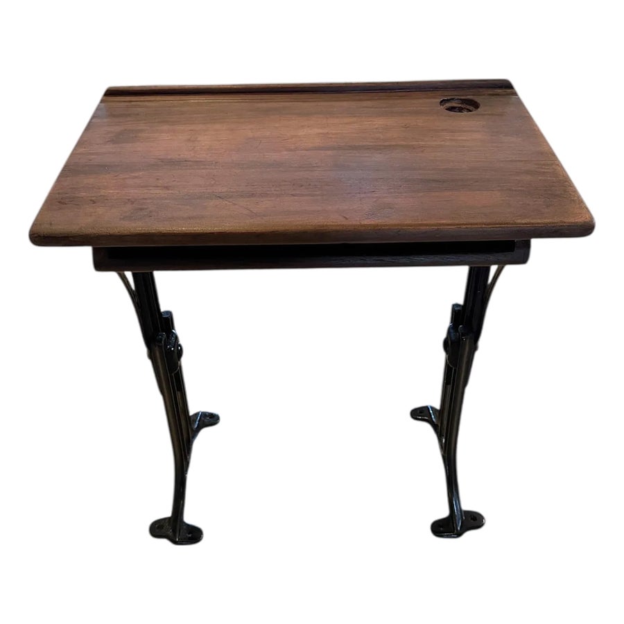 Antique Chandler Child's School Desk With Cast Iron Base | Chairish