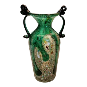 Mid 20th Century Multi Colored Filigrana Glass Vase