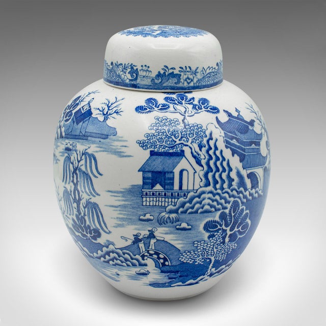 Late 20th Century 1970's Vintage Blue and White Ginger Jar For Sale - Image 5 of 10